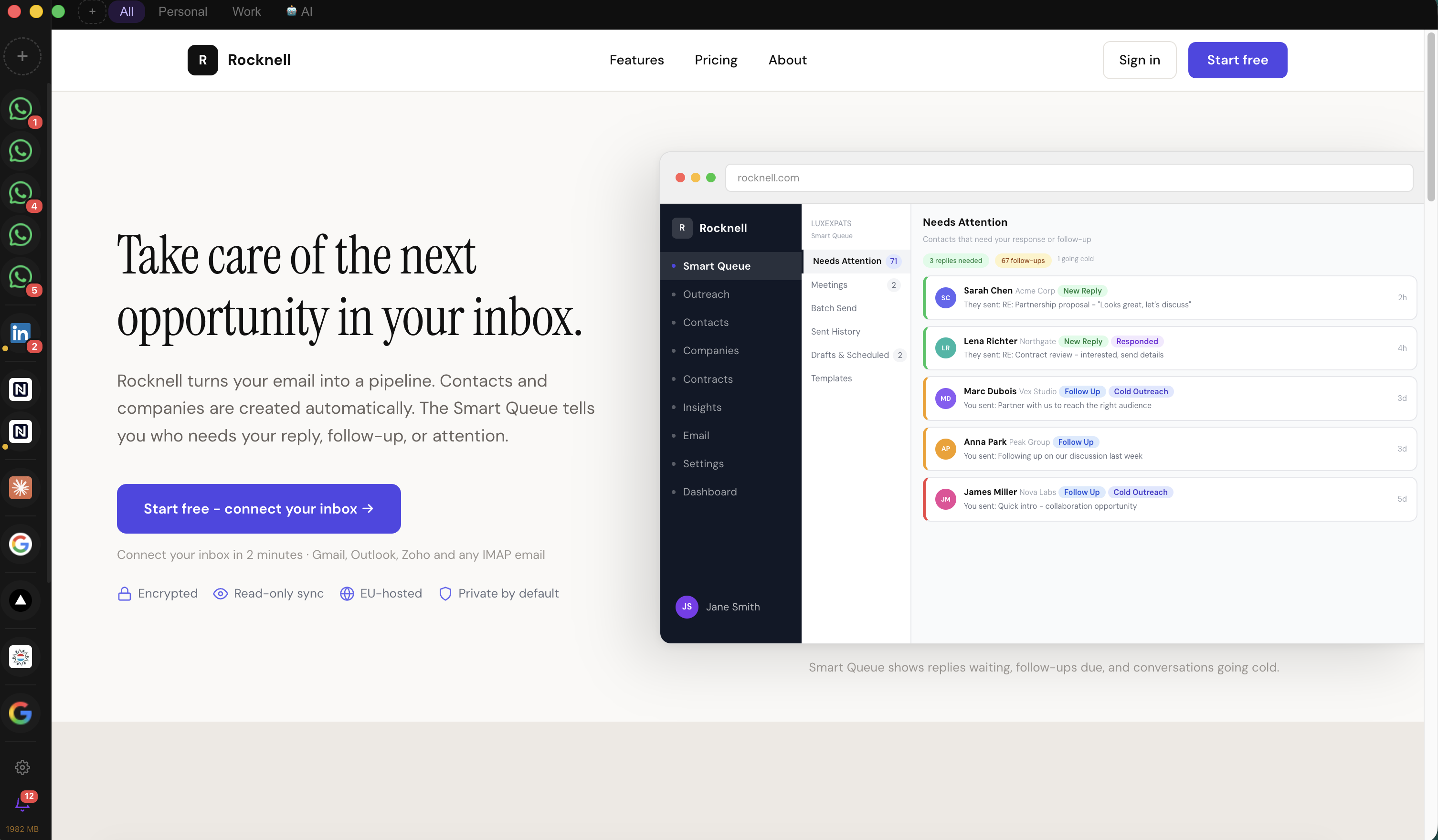 Joebox desktop app managing multiple WhatsApp accounts in one window